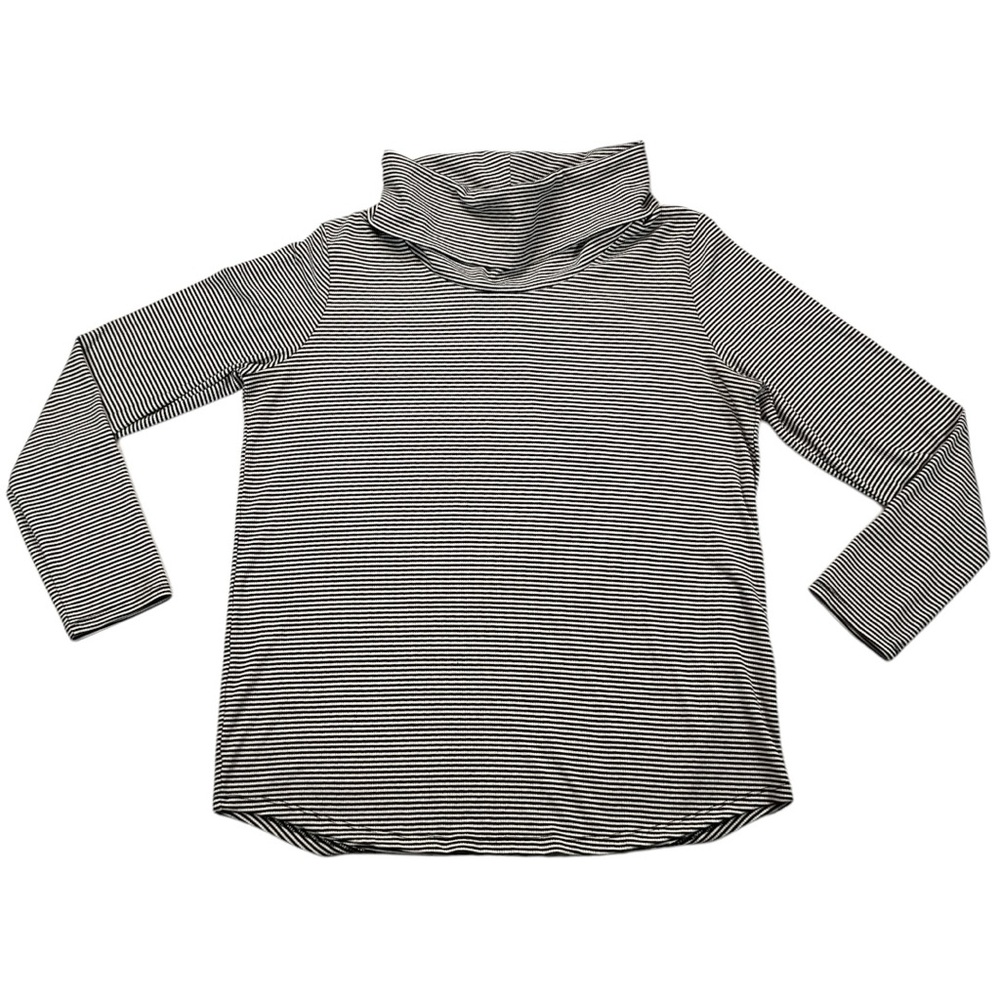 Tahari Tops Black & White Stripe Long‎ Sleeve Cowl Turtleneck Casual Large